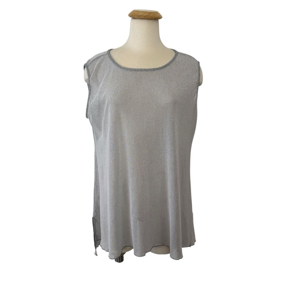 IC By Connie K Women's Sleeveless Sheer Hi Lo Tunic Top Knit Gray Size XXL